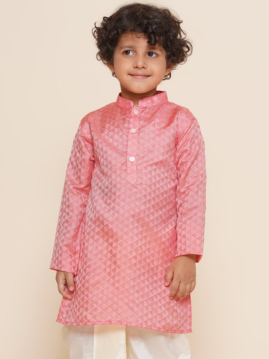 Boys Red Colour Art Silk Kurta