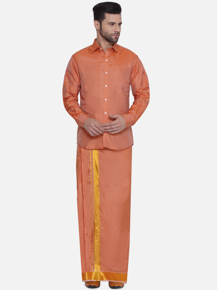 Sethukrishna Mens Solid Colour Shirt and Matching Readymade Dhoti