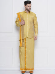 Sethukrishna Mens Solid Colour Shirt and Readymade Matching Dhoti with Angavastram