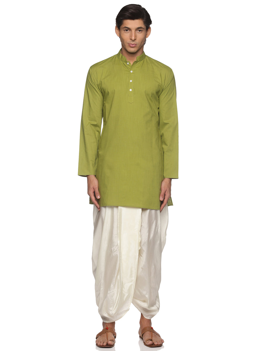 MENS SLUB COTTON LONG KURTA WITH PANCHAKAJAM