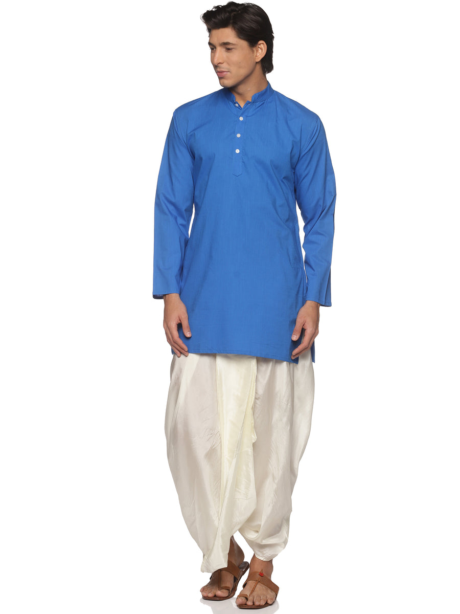 MENS SLUB COTTON LONG KURTA WITH PANCHAKAJAM