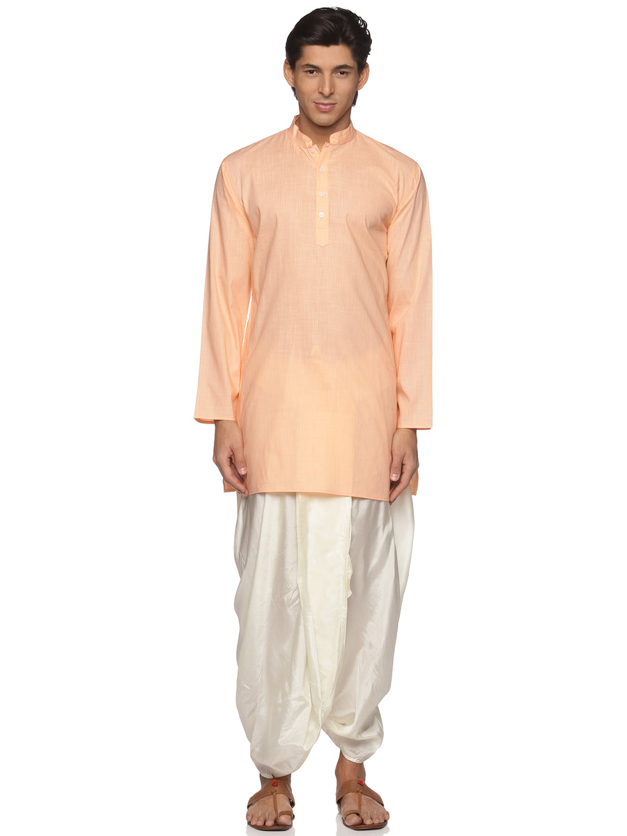 MENS SLUB COTTON LONG KURTA WITH PANCHAKAJAM