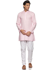 MENS SLUB COTTON BLUE LONG KURTA WITH PYJAMA