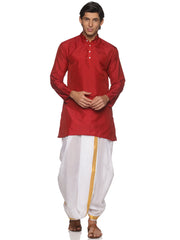 MENS BUTTER SILK LONG KURTA WITH PANCHAKAJAM