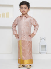 Sethukrishna Boys Solid Colour Self Design Shirt with Dhoti