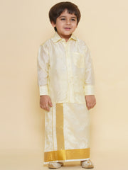 Sethukrishna Boys Solid Colour Self Design Shirt with Dhoti