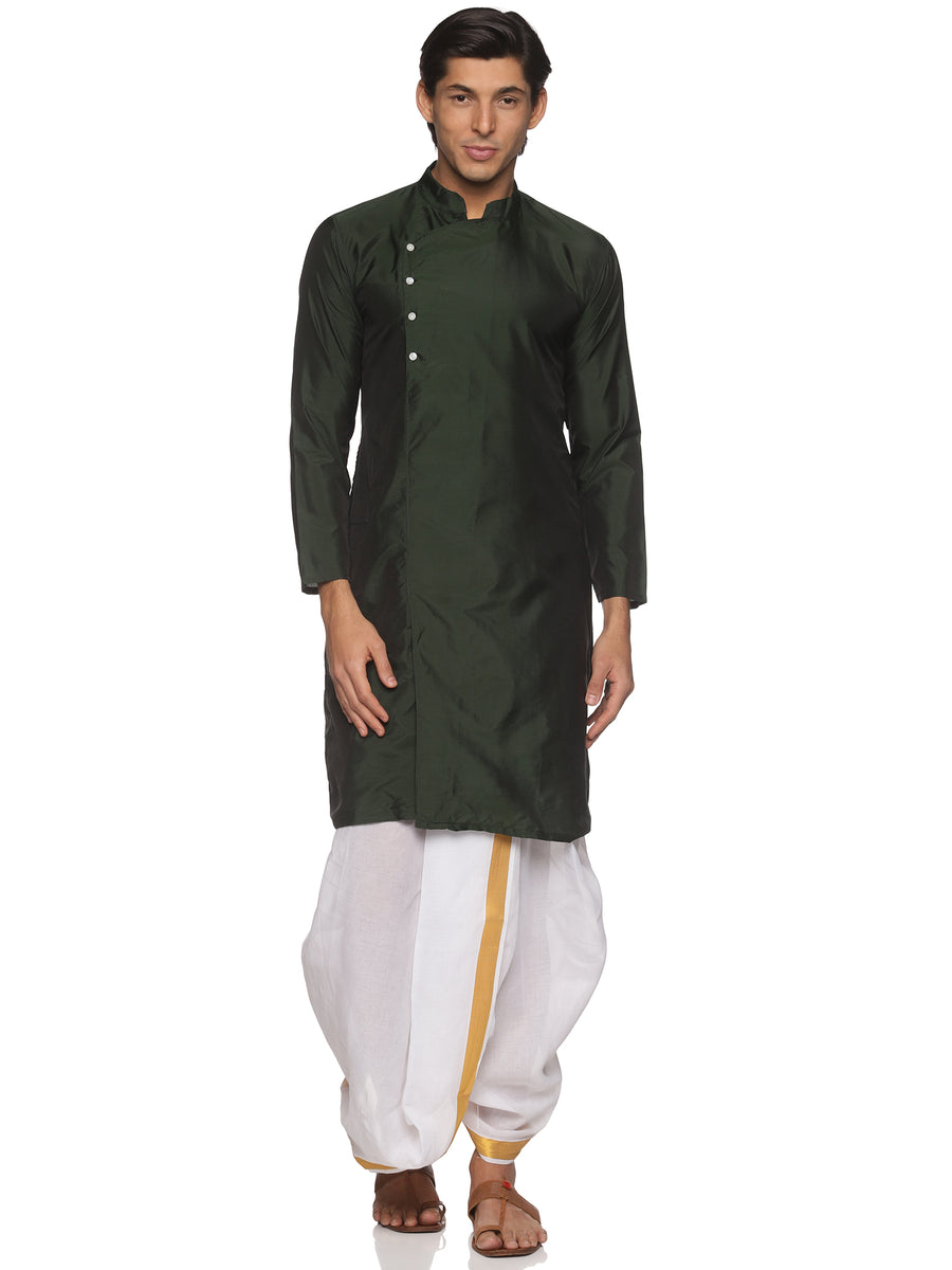 MENS BUTTER SILK LONG KURTA WITH PANCHAKAJAM