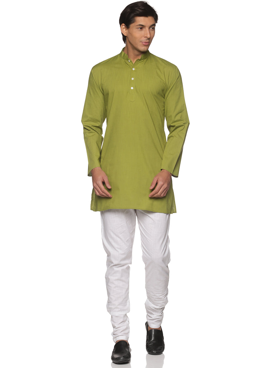 MENS SLUB COTTON BLUE LONG KURTA WITH PYJAMA