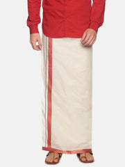 Mens Pure Cotton Double Dhoti Off White