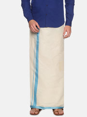 Mens Pure Cotton Double Dhoti Off White