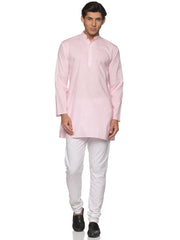 MENS SLUB COTTON BLUE LONG KURTA WITH PYJAMA