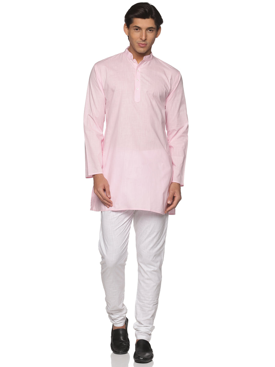 MENS SLUB COTTON BLUE LONG KURTA WITH PYJAMA