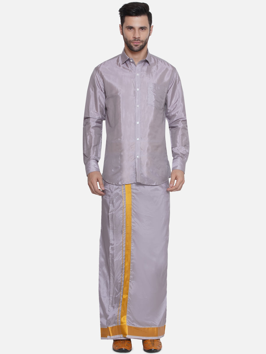 Sethukrishna Mens Solid Colour Shirt and Matching Readymade Dhoti