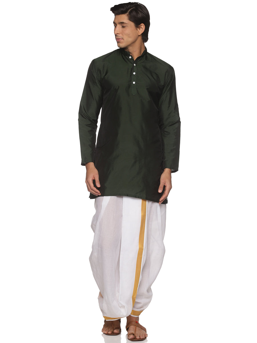 MENS BUTTER SILK LONG KURTA WITH PANCHAKAJAM