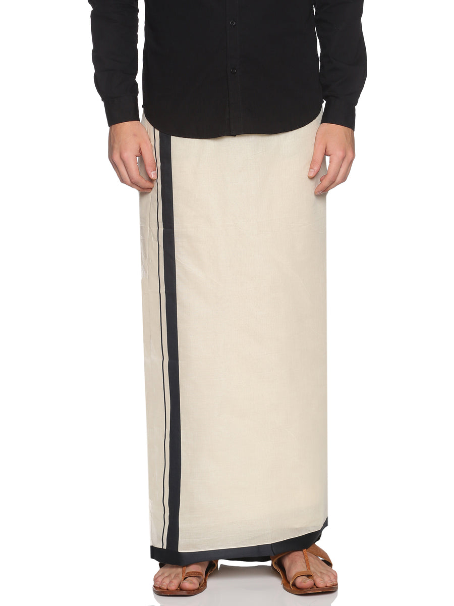 Mens Pure Cotton Double Dhoti  Off White