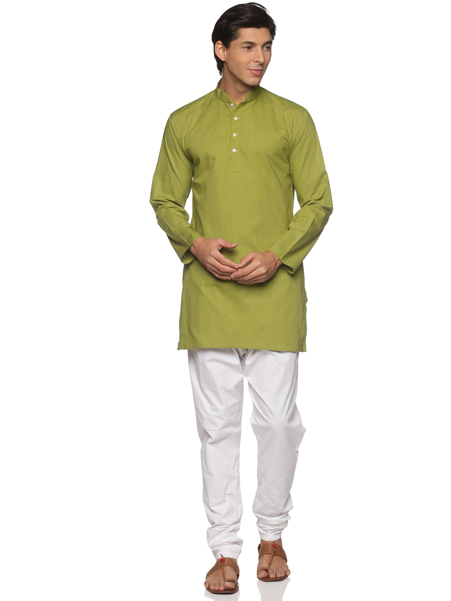 MENS SLUB COTTON BLUE LONG KURTA WITH PYJAMA