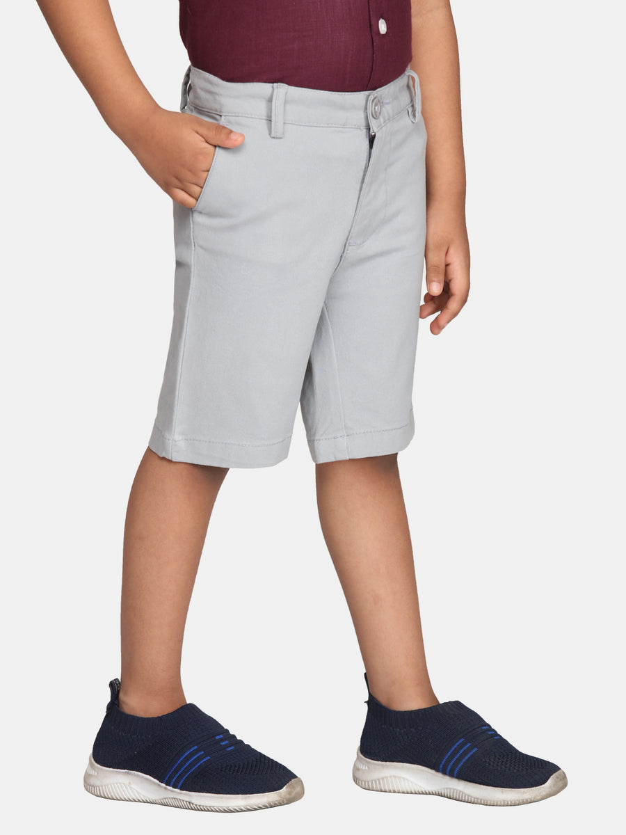 Boys Ash Grey Colour Casual Chino Shorts