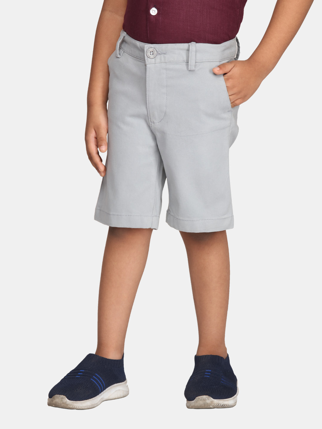 Boys Ash Grey Colour Casual Chino Shorts