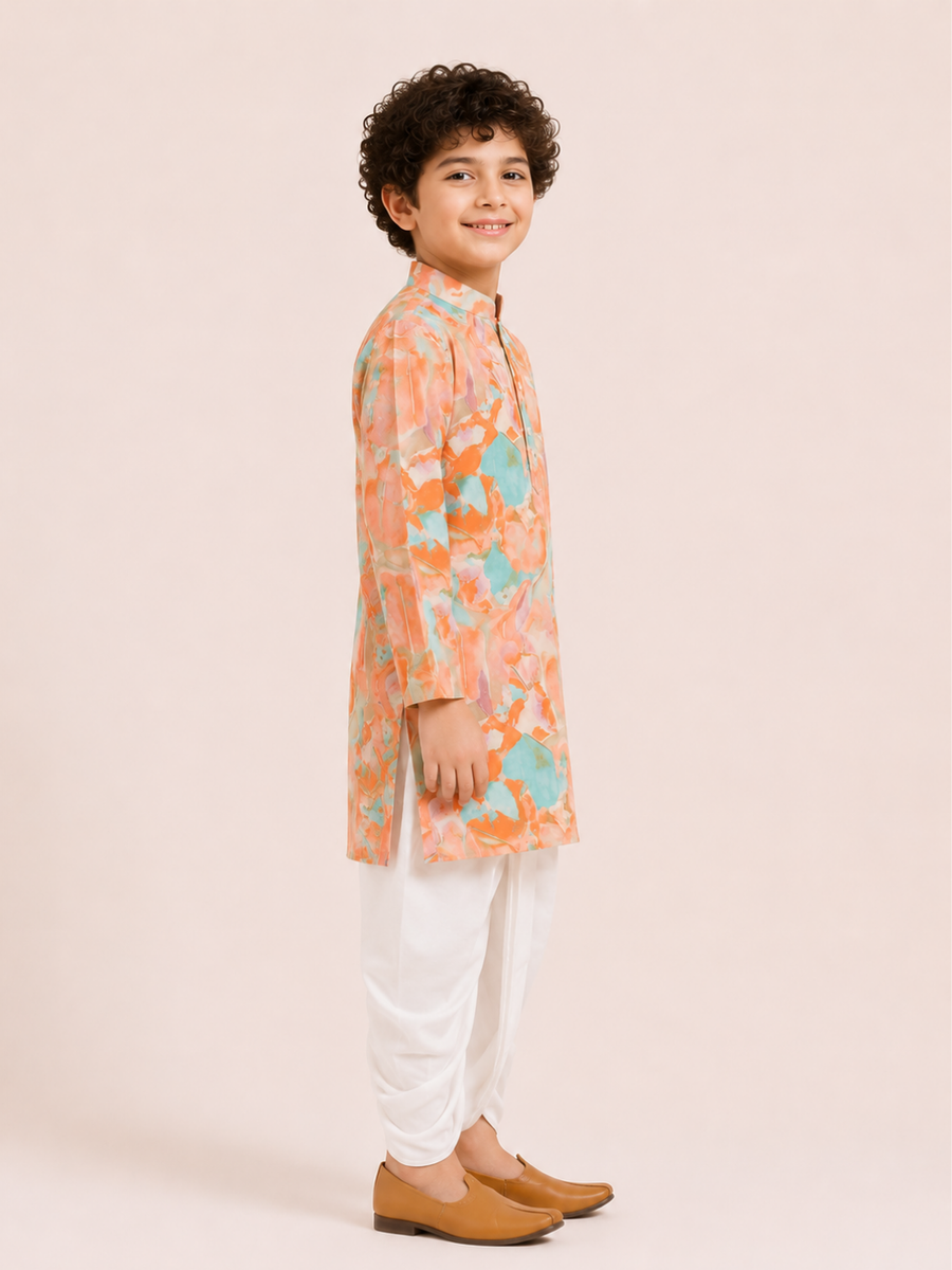 Boys Printed Kurta Dhoti Set