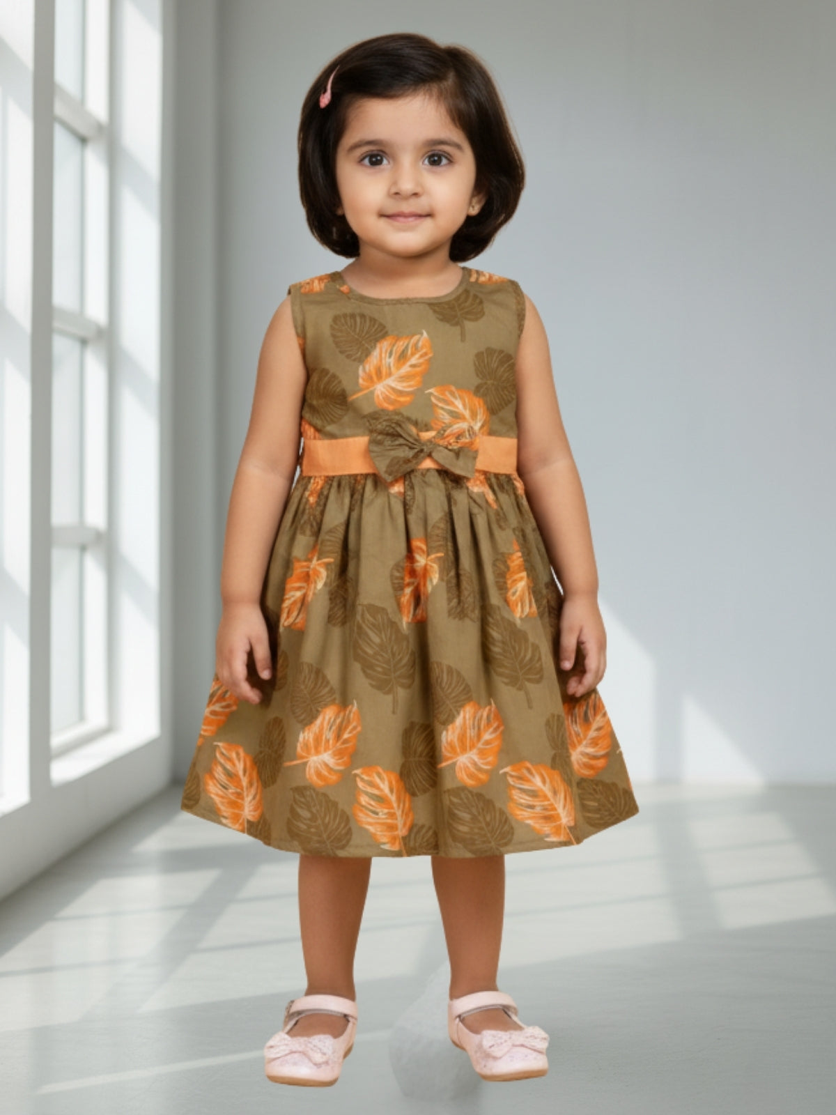 Girls Sleeveless Cotton Digital Print Dress – Stylish Party & Casual Wear