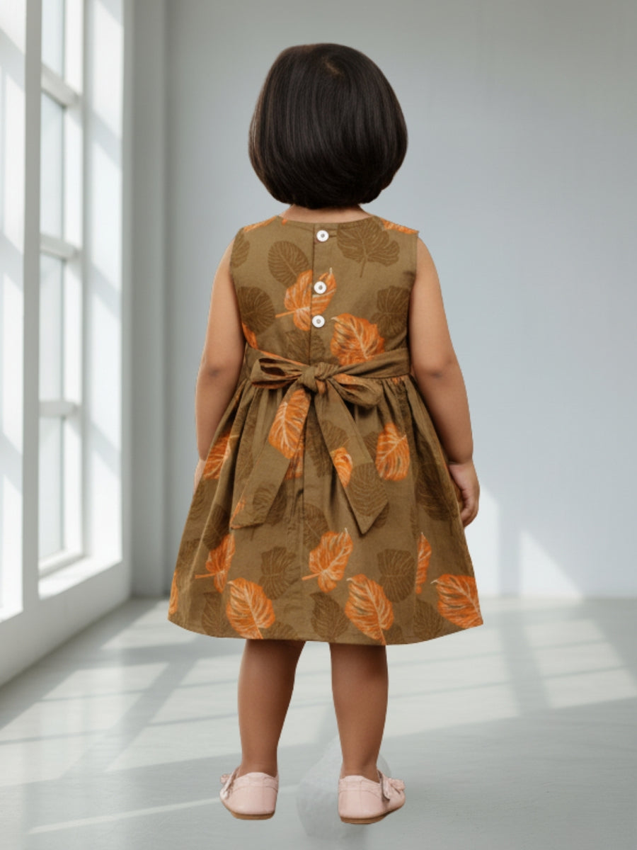 Girls Sleeveless Cotton Digital Print Dress – Stylish Party & Casual Wear
