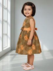 Girls Sleeveless Cotton Digital Print Dress – Stylish Party & Casual Wear