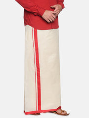 Mens Pure Cotton Double Dhoti Off White