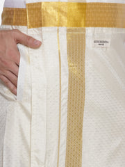 Men Self Design Art Silk Readymade Pocket Dhoti