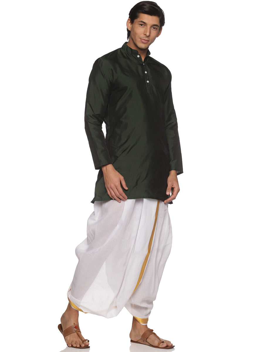 MENS BUTTER SILK LONG KURTA WITH PANCHAKAJAM