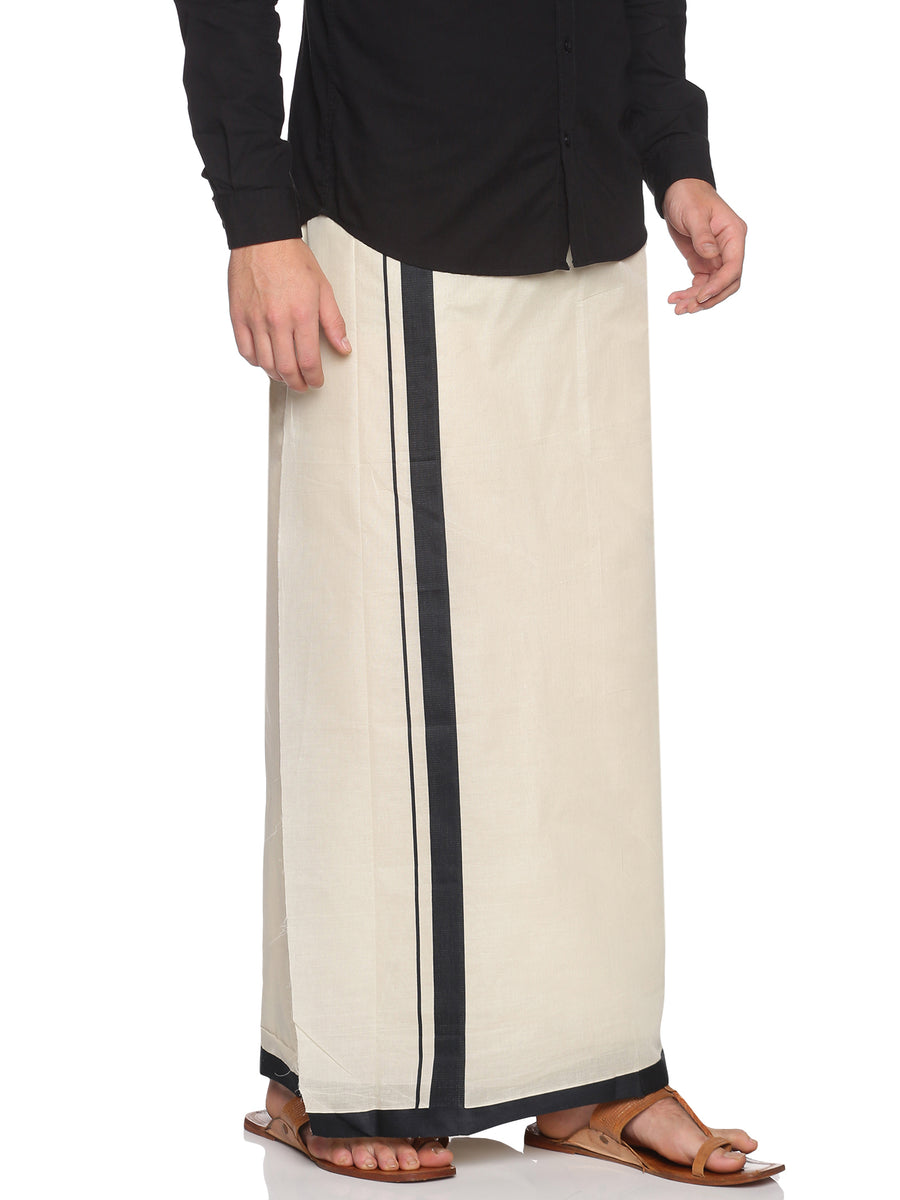 Mens Pure Cotton Double Dhoti  Off White