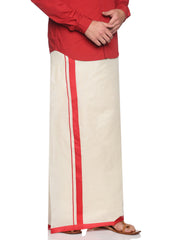 Mens Pure Cotton Double Dhoti Off White