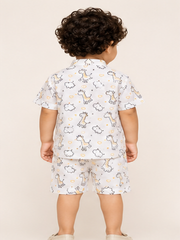Boys White Printed Co-Ord Set