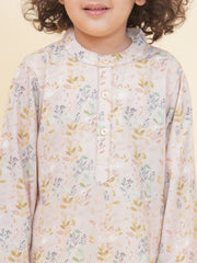 Boy's Floral Print Kurta DhotiPant Set