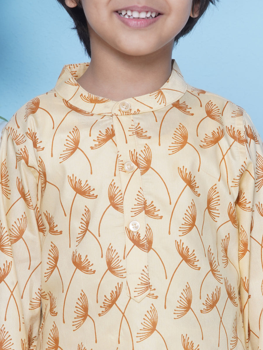 Boys Flower Design Printed Kurta 