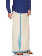 Mens Pure Cotton Double Dhoti Off White