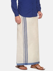 Mens Pure Cotton Double Dhoti Off White