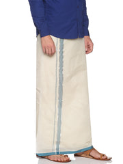Mens Pure Cotton Double Dhoti Off White