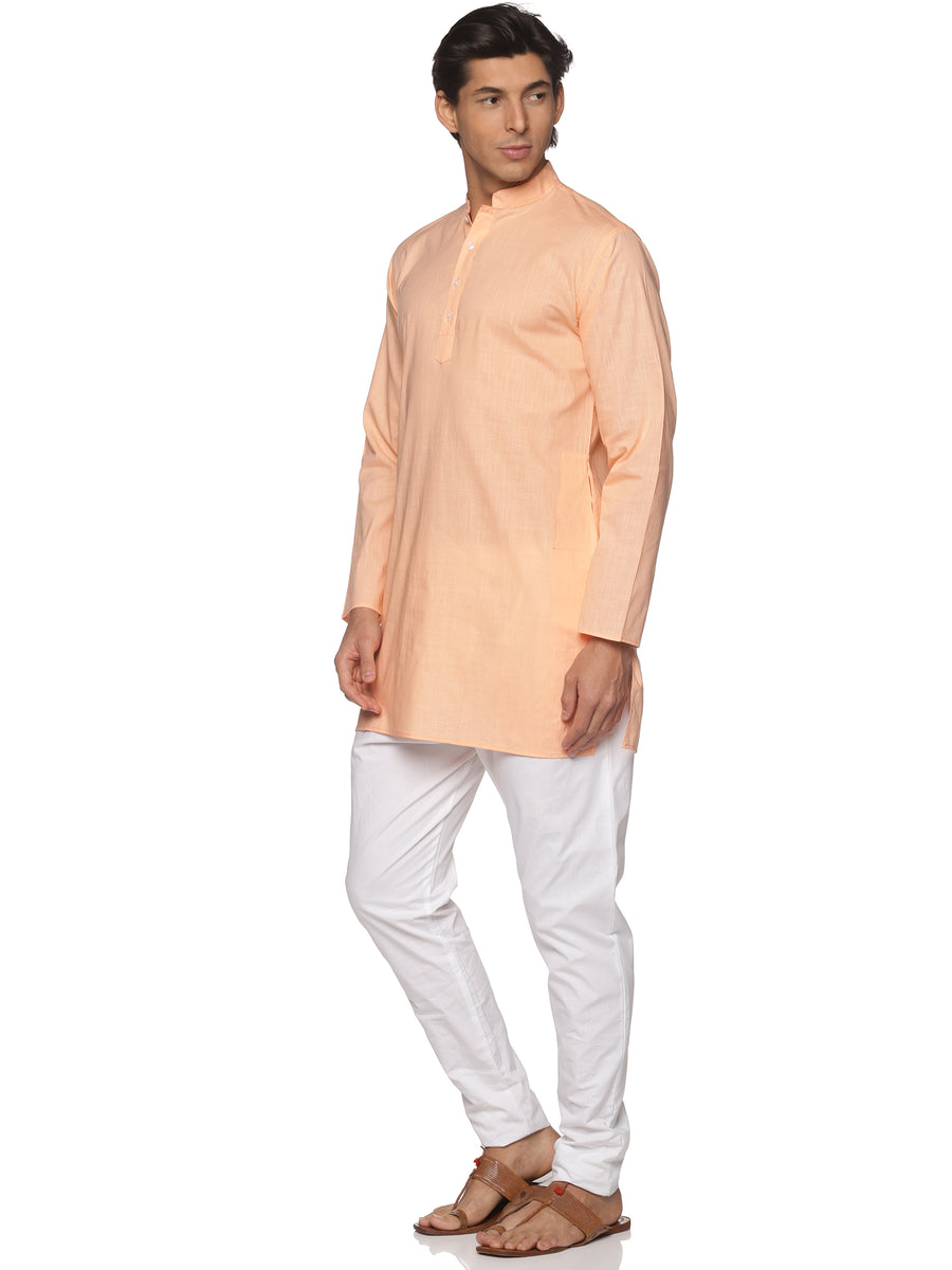MENS SLUB COTTON LONG KURTA WITH PYJAMA