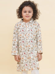 Boy's Floral Print Kurta