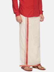 Mens Pure Cotton Double Dhoti Off White