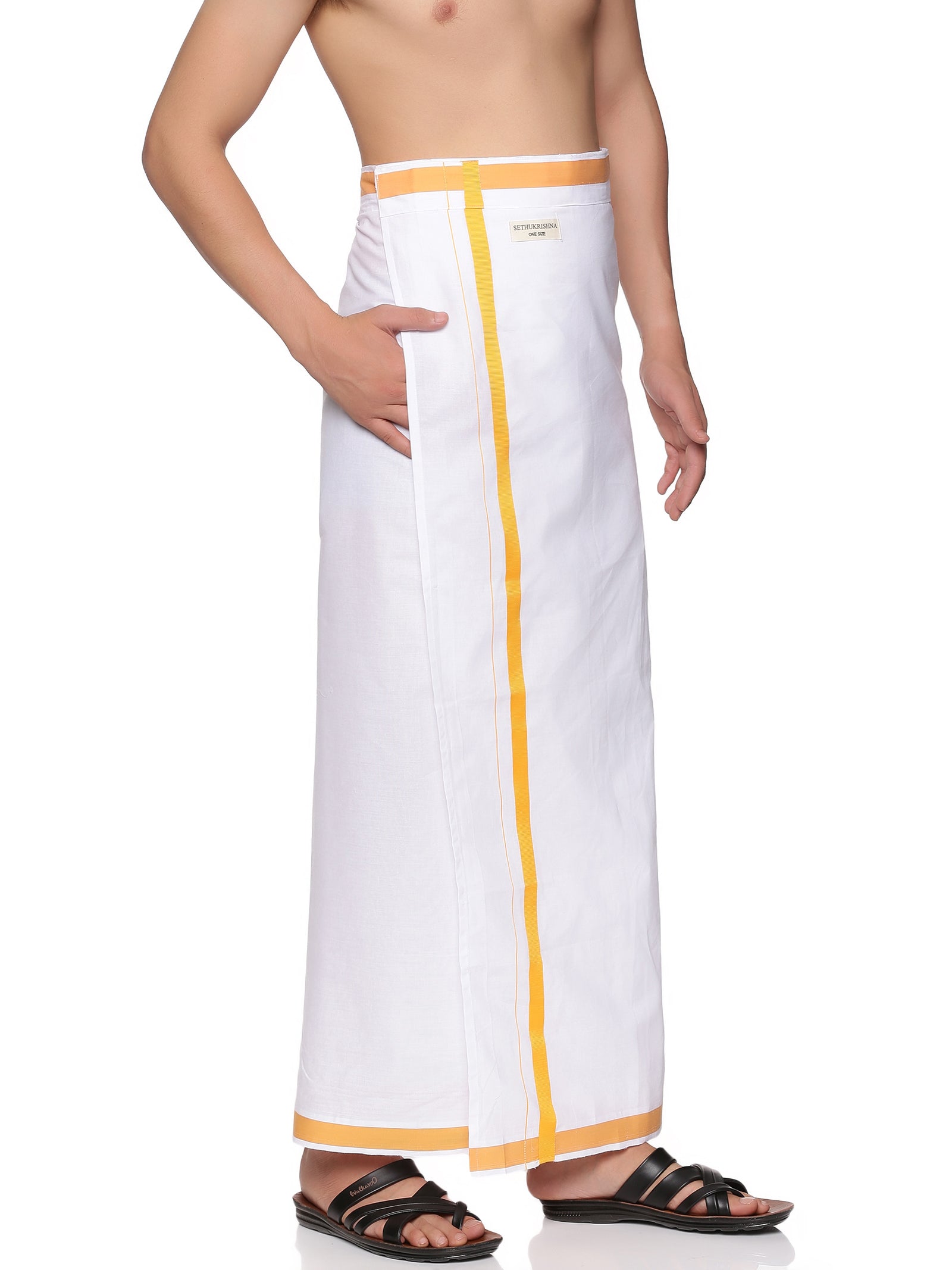 MENS READYMADE PLAIN MANGO POCKET DHOTI