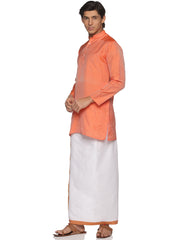 MENS ART SILK LONG KURTA WITH POCKET DHOTI