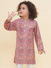 Boy's Floral Print Kurta