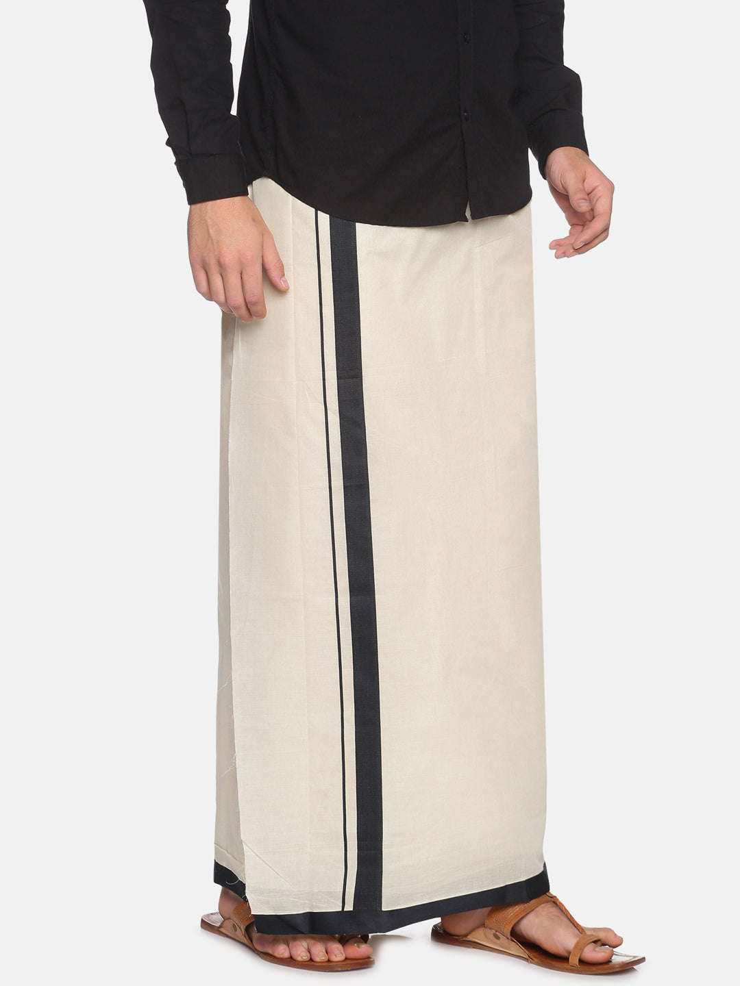 Mens Pure Cotton Double Dhoti  Off White