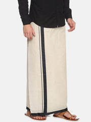 Mens Pure Cotton Double Dhoti  Off White