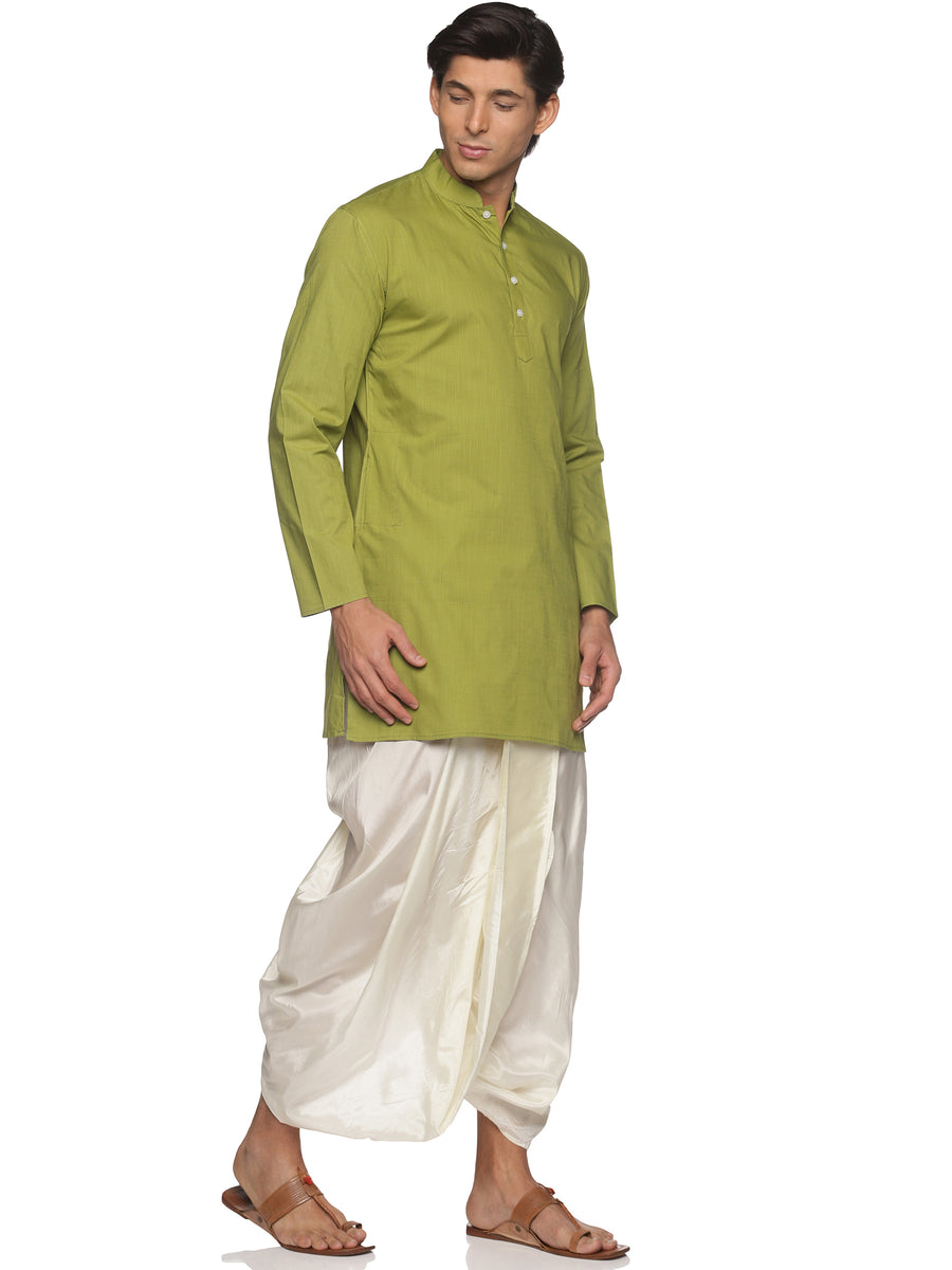 MENS SLUB COTTON LONG KURTA WITH PANCHAKAJAM