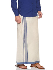 Mens Pure Cotton Double Dhoti Off White