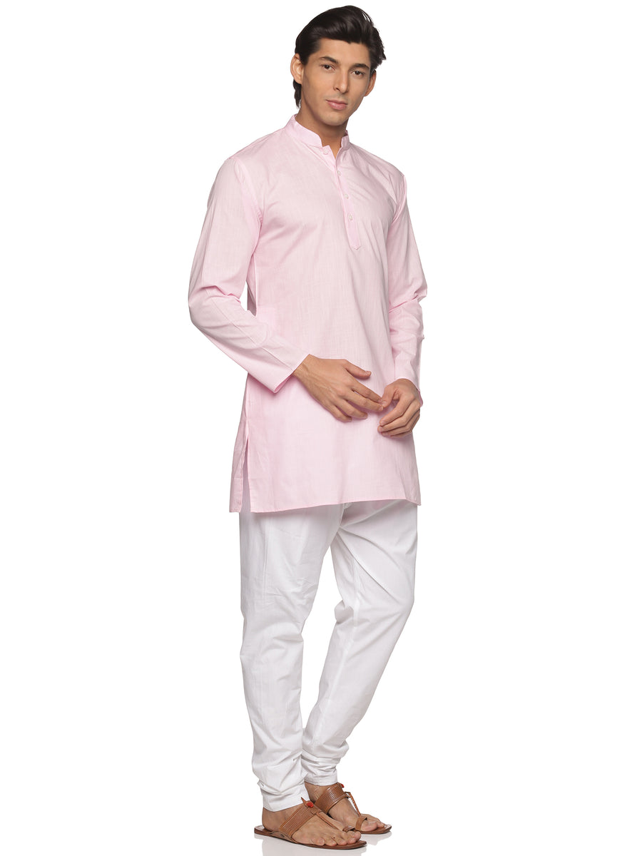 MENS SLUB COTTON BLUE LONG KURTA WITH PYJAMA