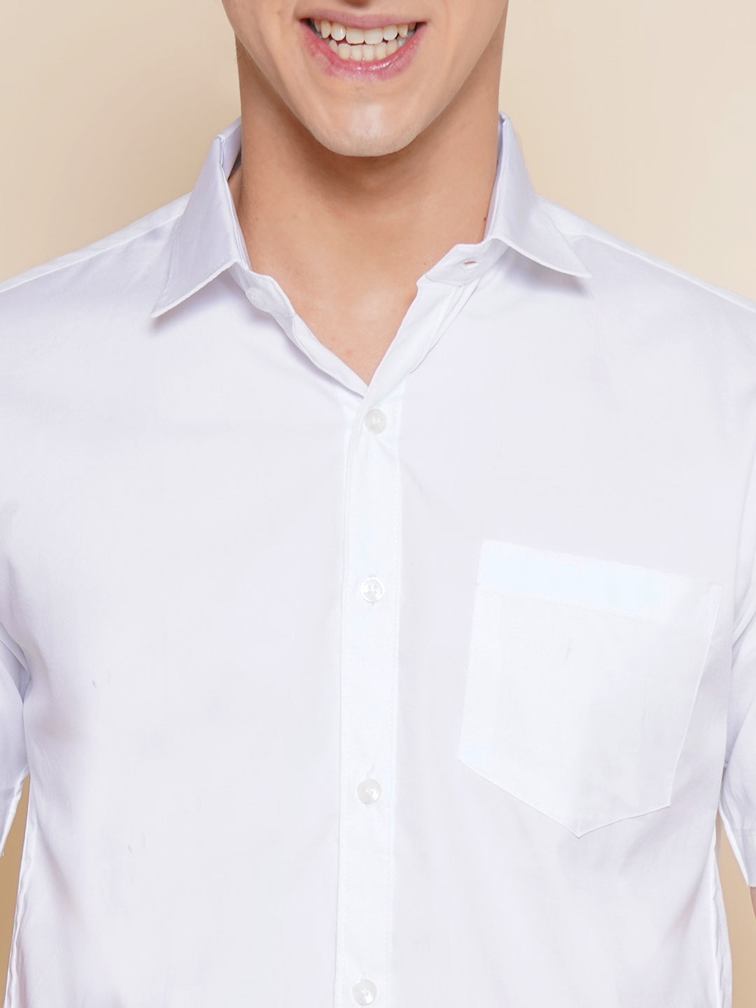 Men Half Sleeve White Colour Shirt and Pocket Dhoti Set