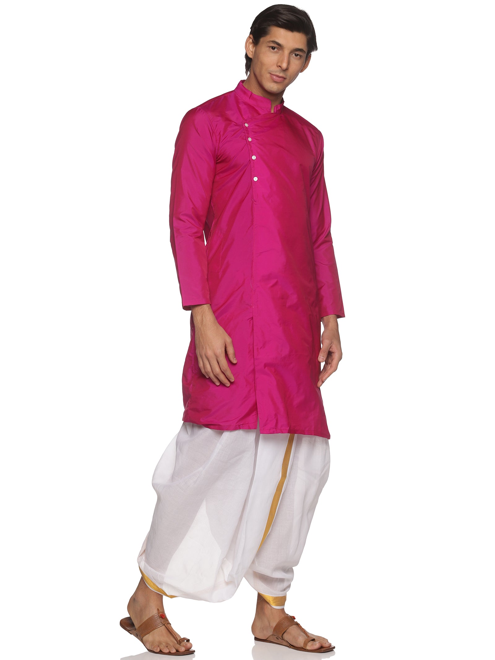 MENS BUTTER SILK LONG KURTA WITH PANCHAKAJAM